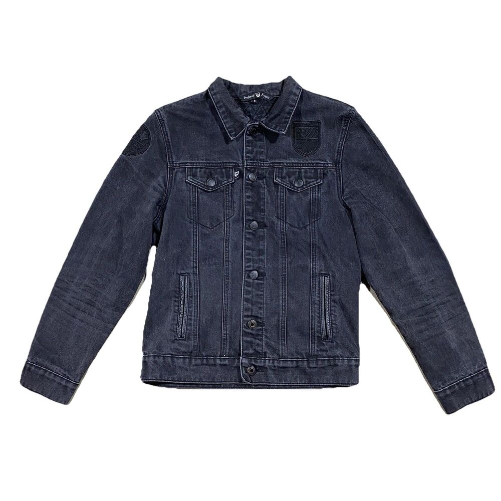 Profound Aesthetic Black Denim Jacket S Quilted Faux Leather